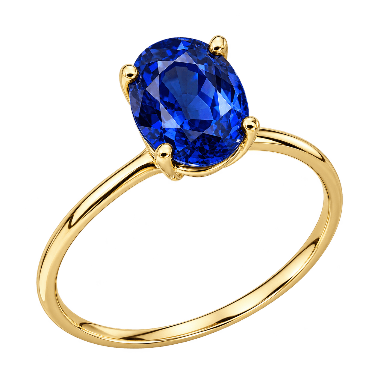 Gold ring set with a natural sapphire